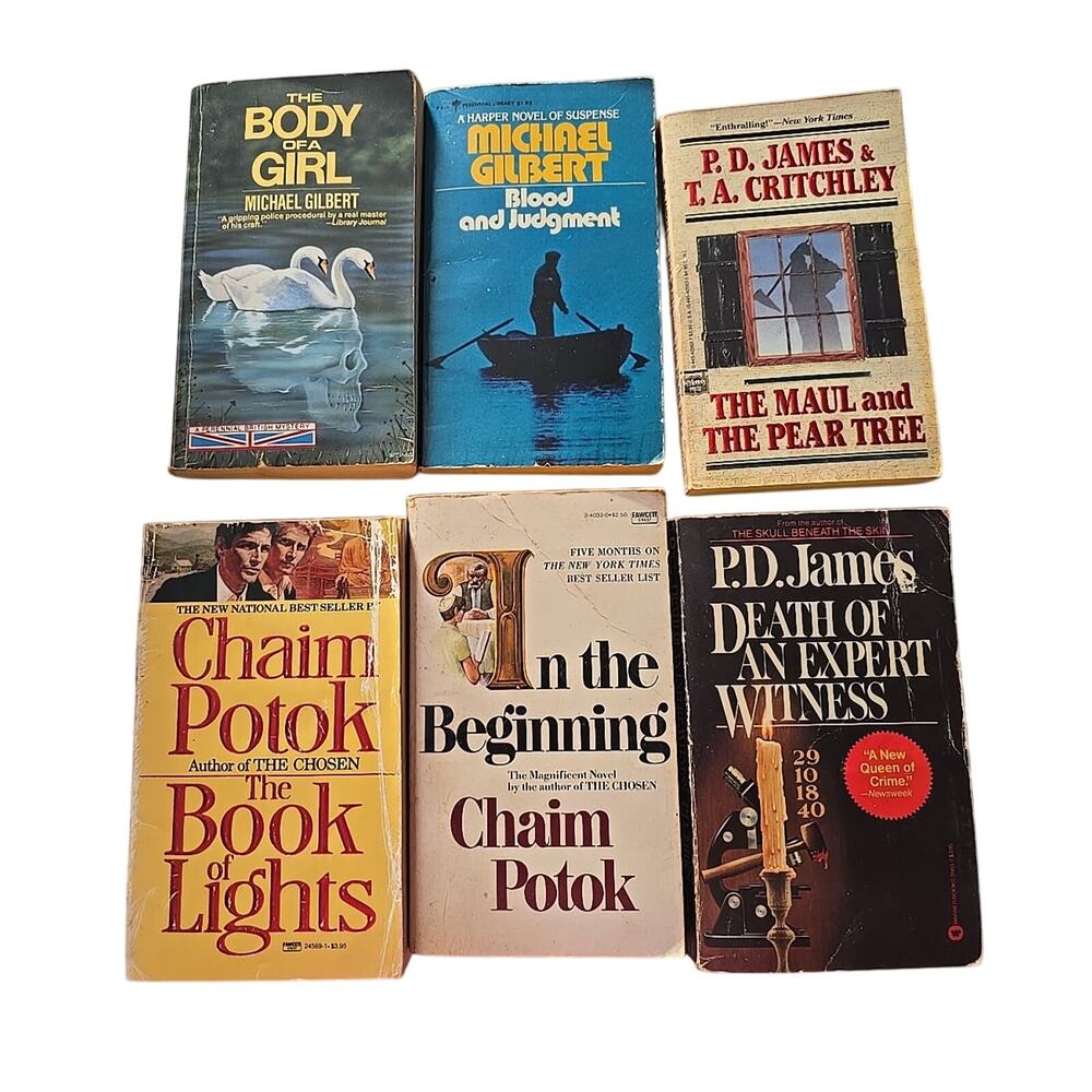 Lot of 6 Chaim Potok, P.D. James, T.A Critchley, Michael Gilbert Paperback Books